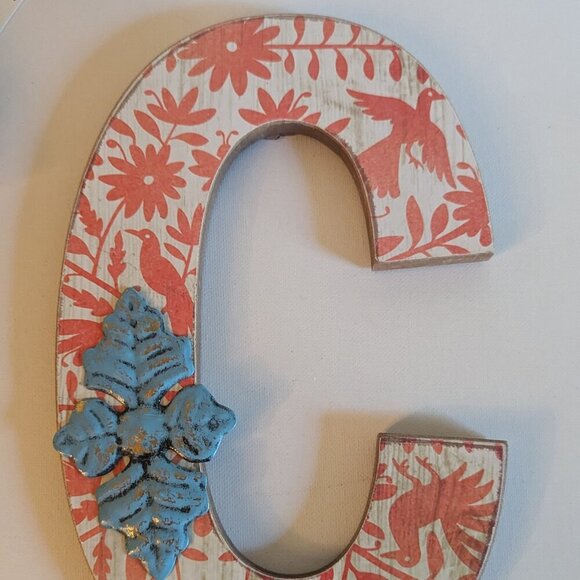 NWT Big Letter 'C' Rustic Alphabet Sign Autumn Shabby Chic Michael's Home Decor - Picture 2 of 10